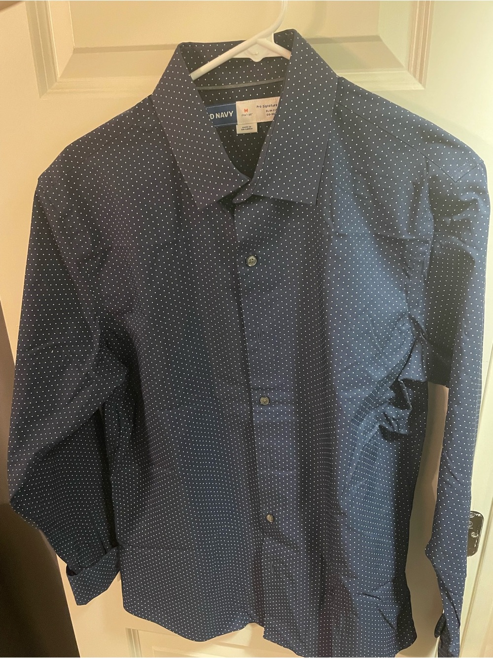 Old Navy Men's Navy Blue Microdot Button-Up Shirt